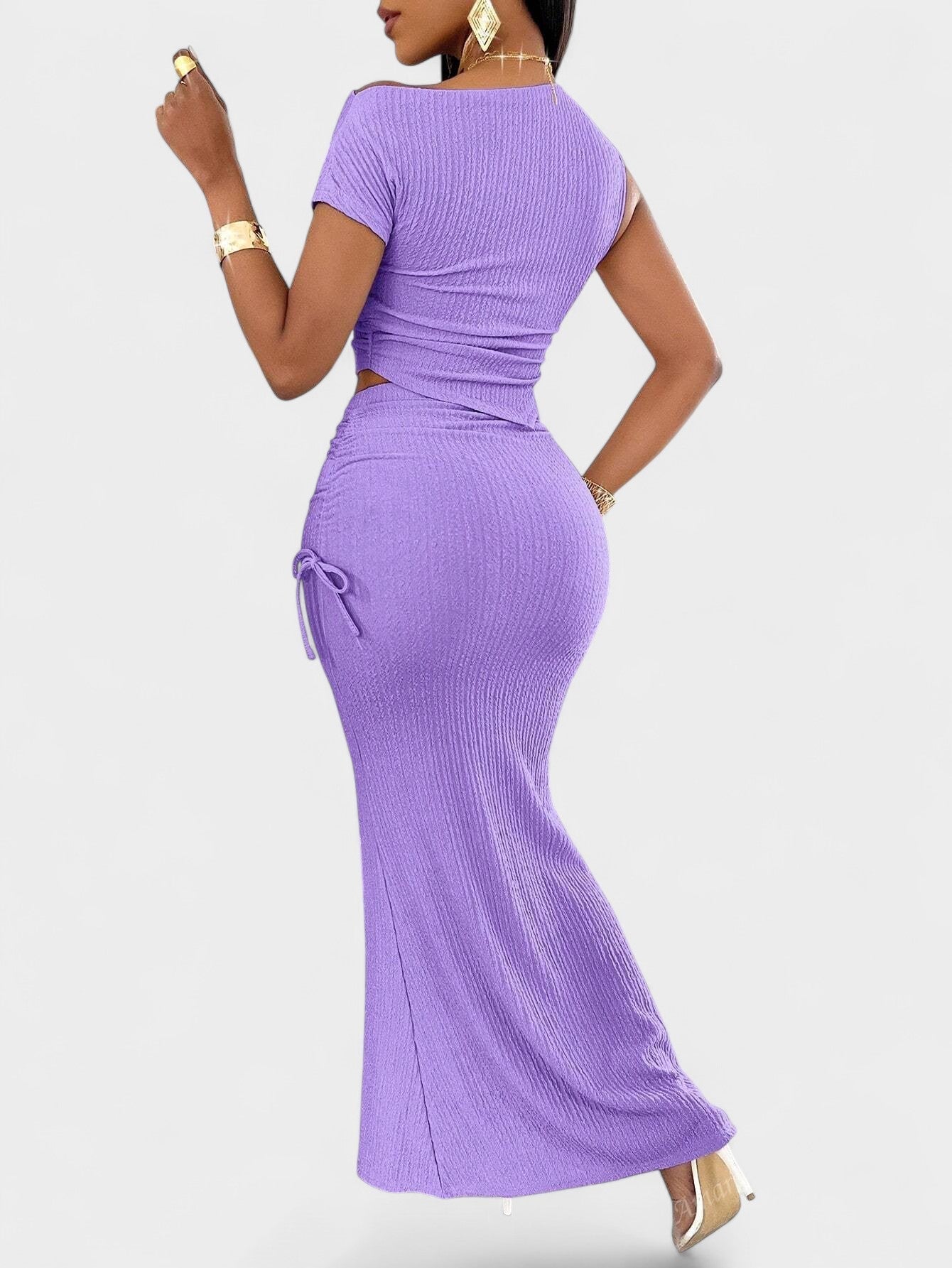 Celeste | One-Shoulder Pleated Mermaid Skirt Set