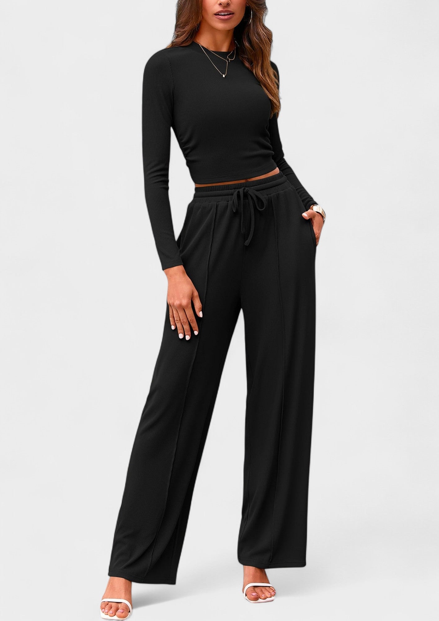 Maya | High-Waisted Drawstring Lounge Set