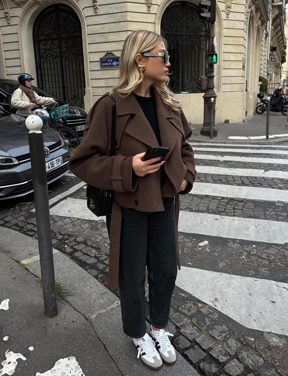 Aubriana | Elegant Cropped Belted Wool Coat