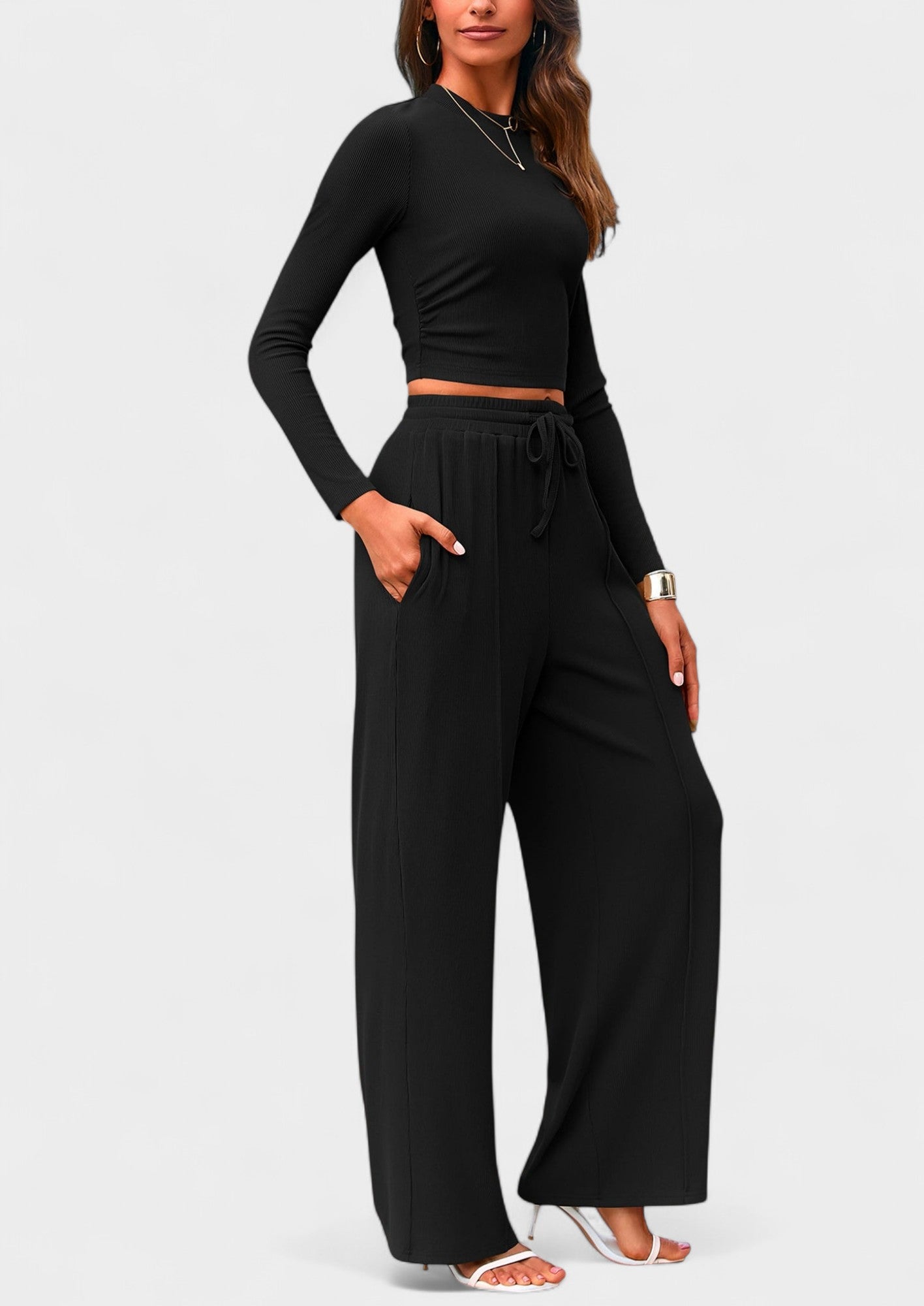 Maya | High-Waisted Drawstring Lounge Set