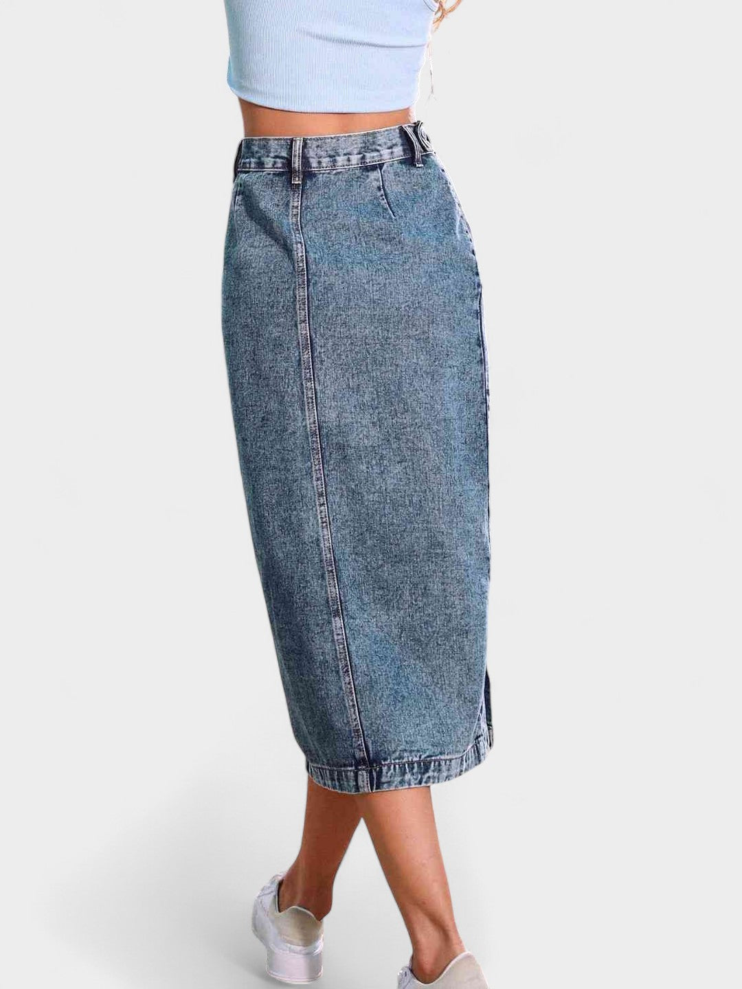 Aria | High-Waisted Denim Midi Skirt