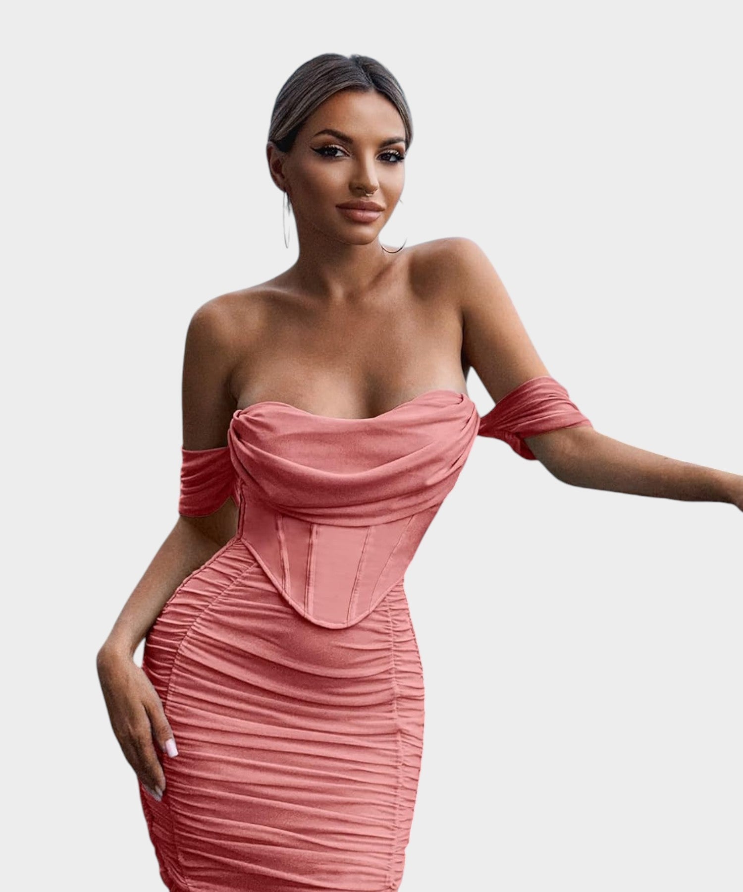 Sofia | Off-Shoulder Ruched Bodycon Midi Dress