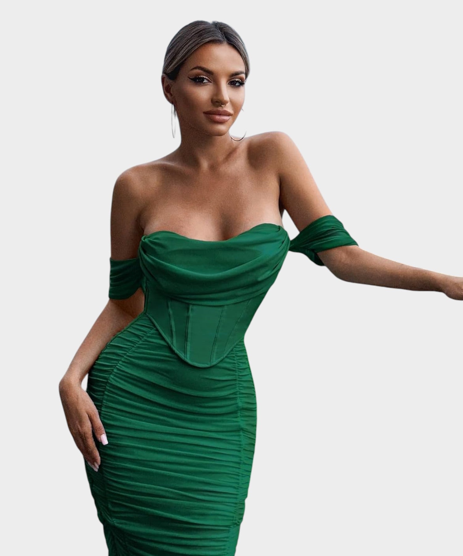 Sofia | Off-Shoulder Ruched Bodycon Midi Dress