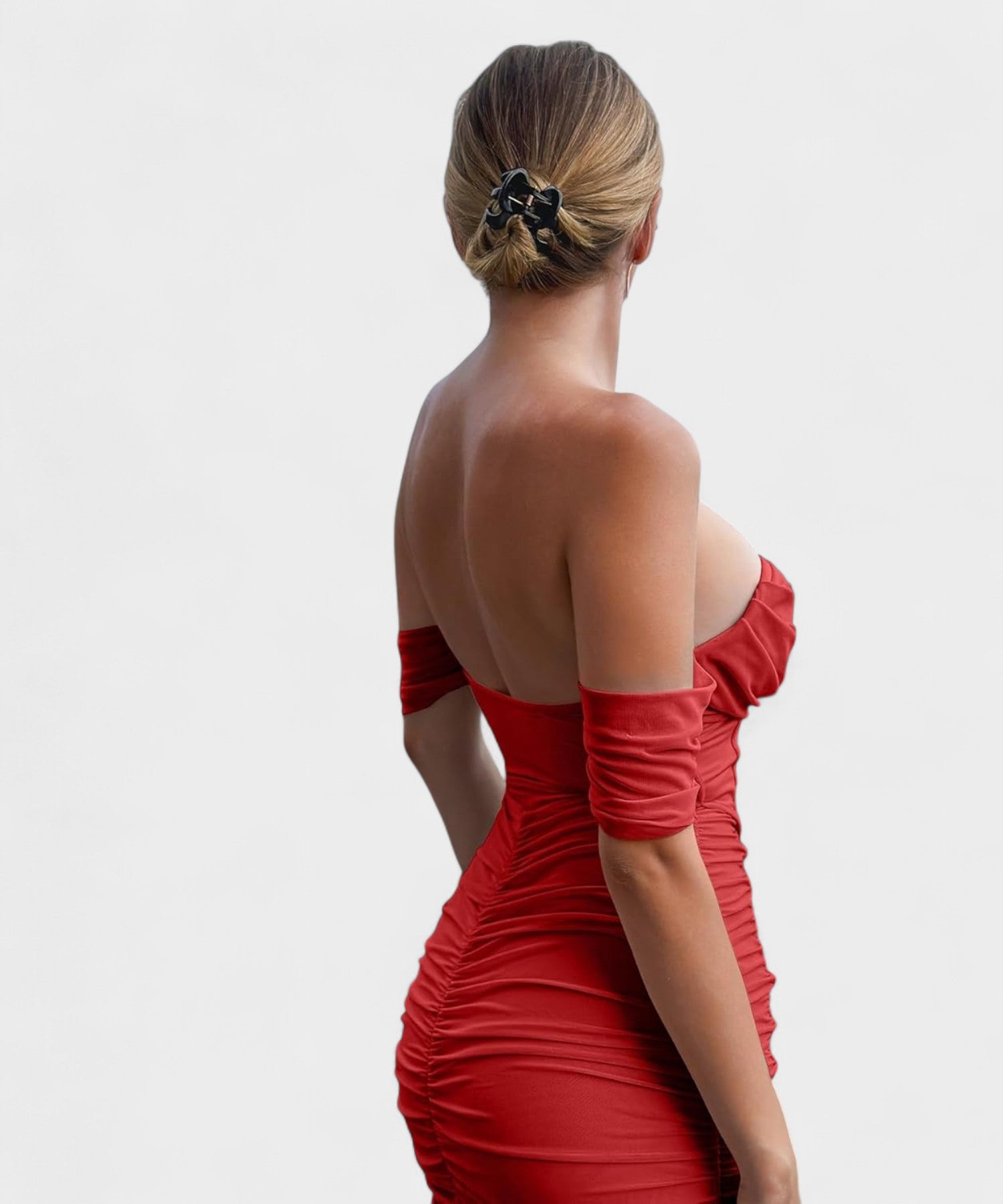 Sofia | Off-Shoulder Ruched Bodycon Midi Dress