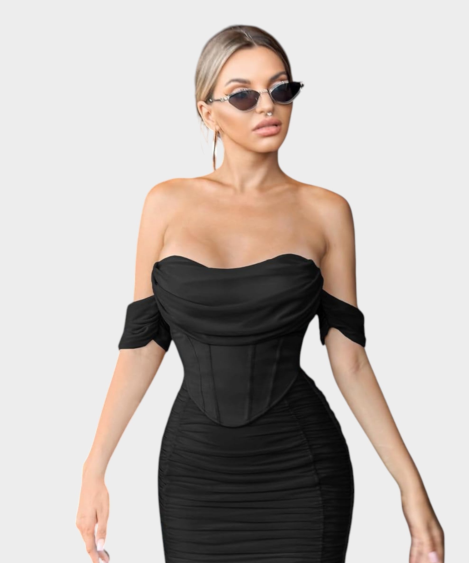 Sofia | Off-Shoulder Ruched Bodycon Midi Dress