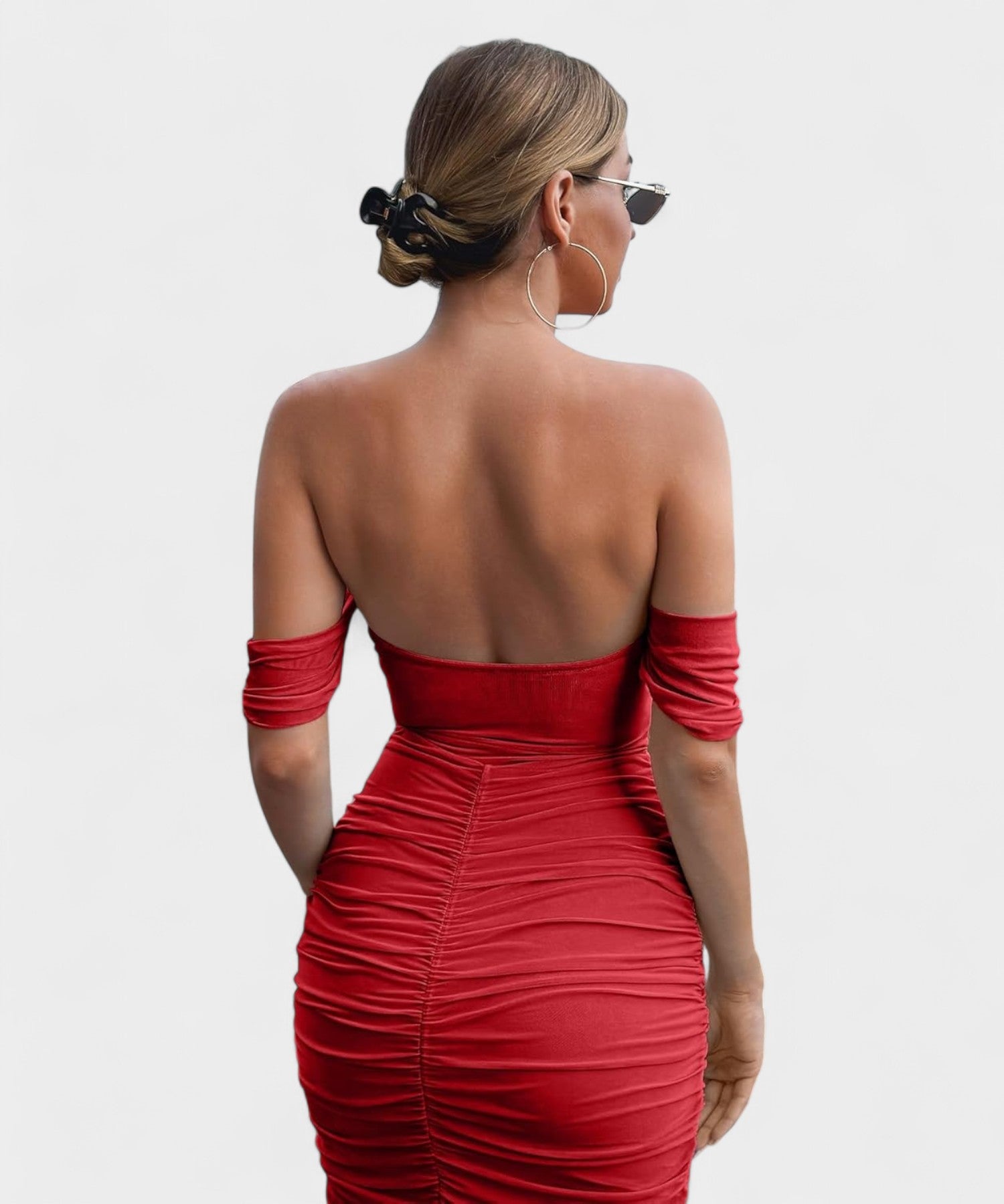 Sofia | Off-Shoulder Ruched Bodycon Midi Dress