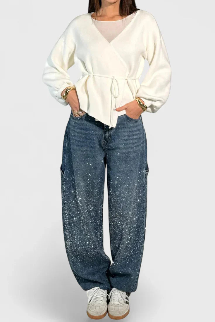 Zara | Crystal Embellished Denim Jeans
