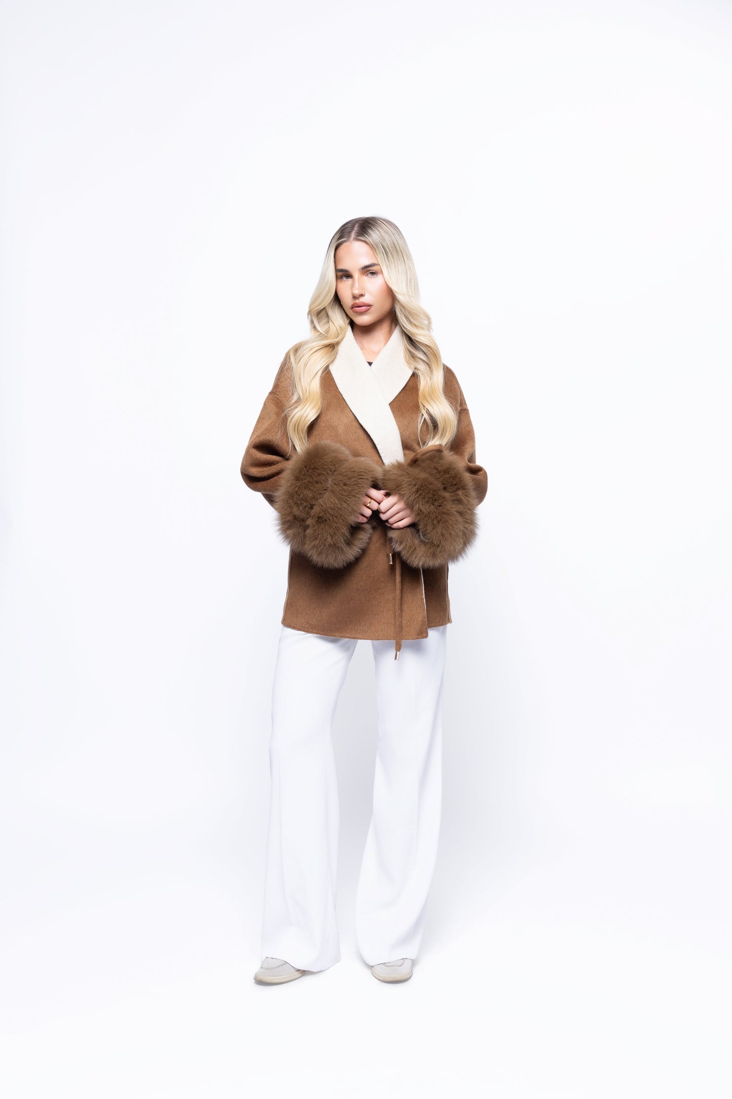 Celeste | Wool Coat with Fur Cuffs