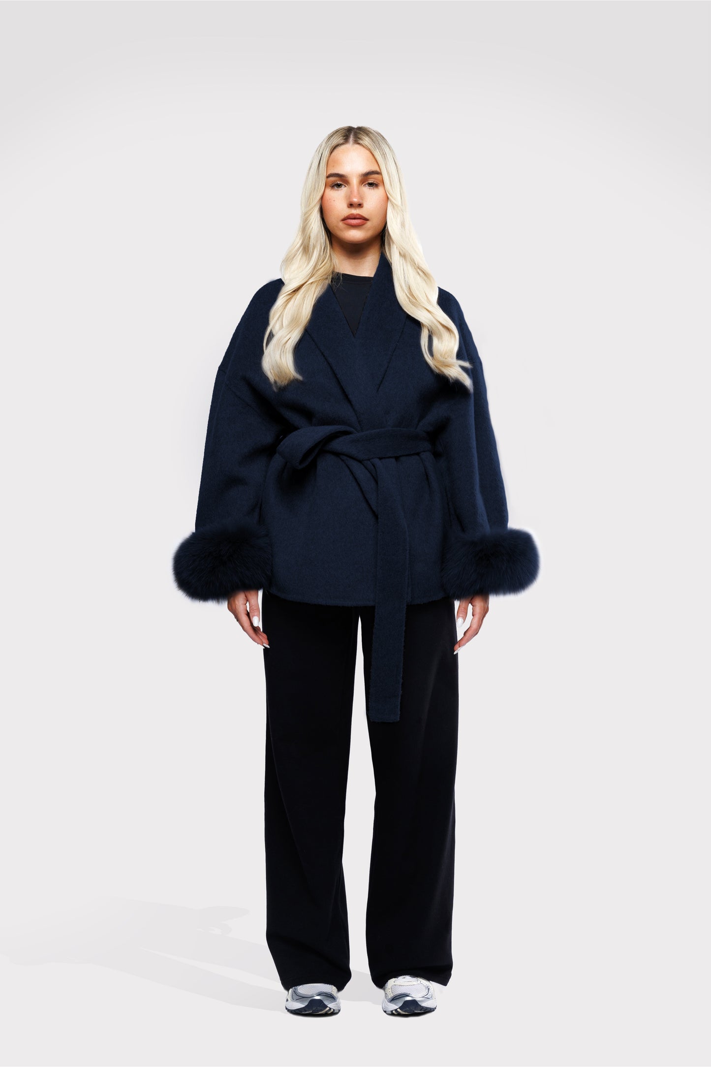 Celeste | Wool Coat with Fur Cuffs