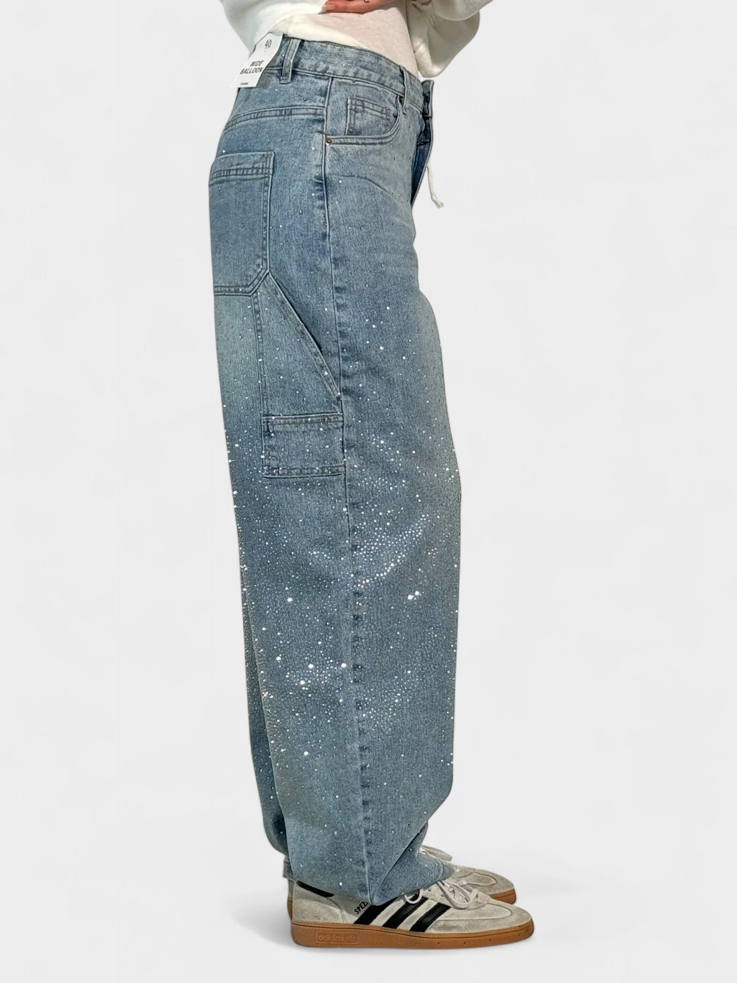 Zara | Crystal Embellished Denim Jeans