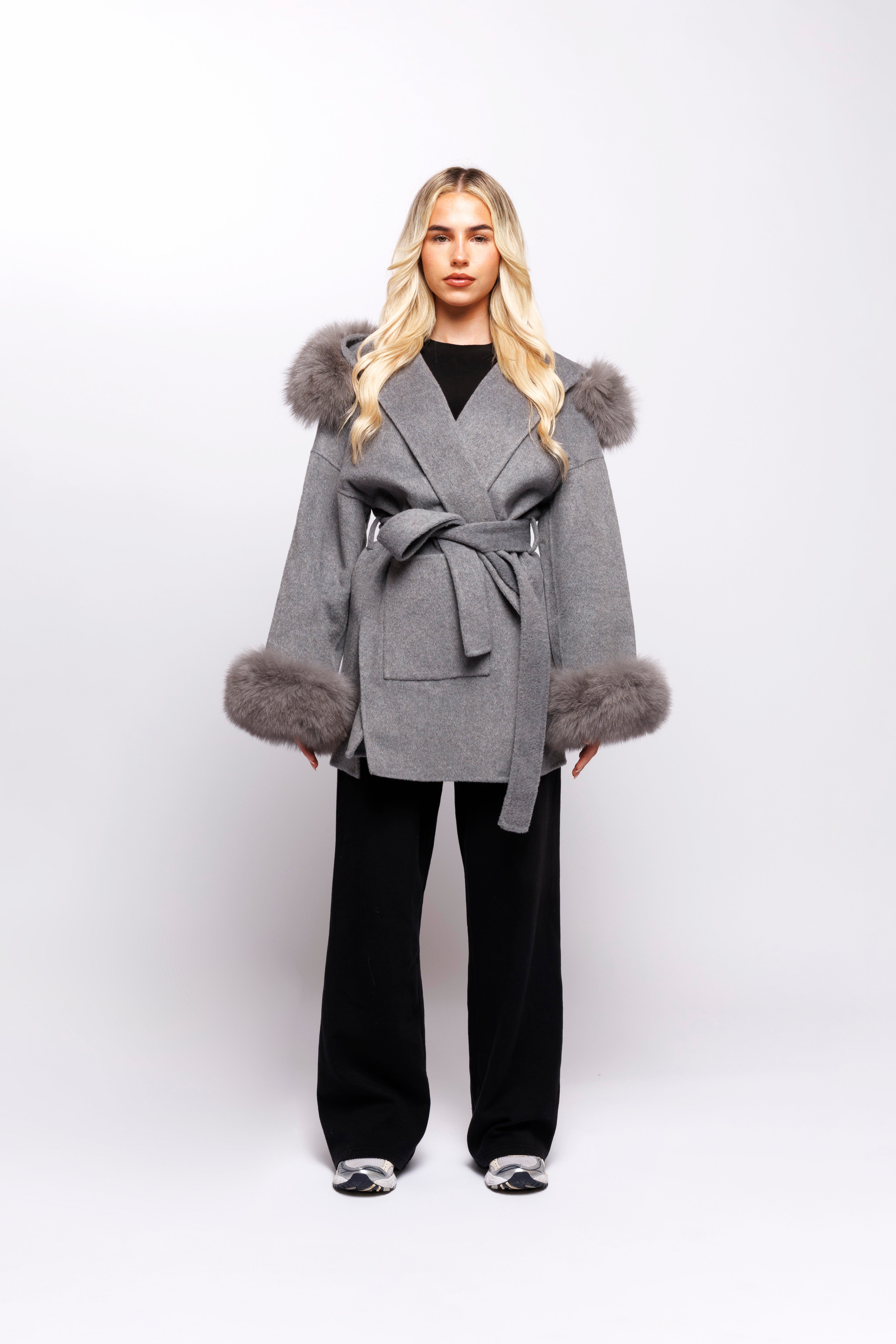 Anna | Wool Coat with Fur Cuffs