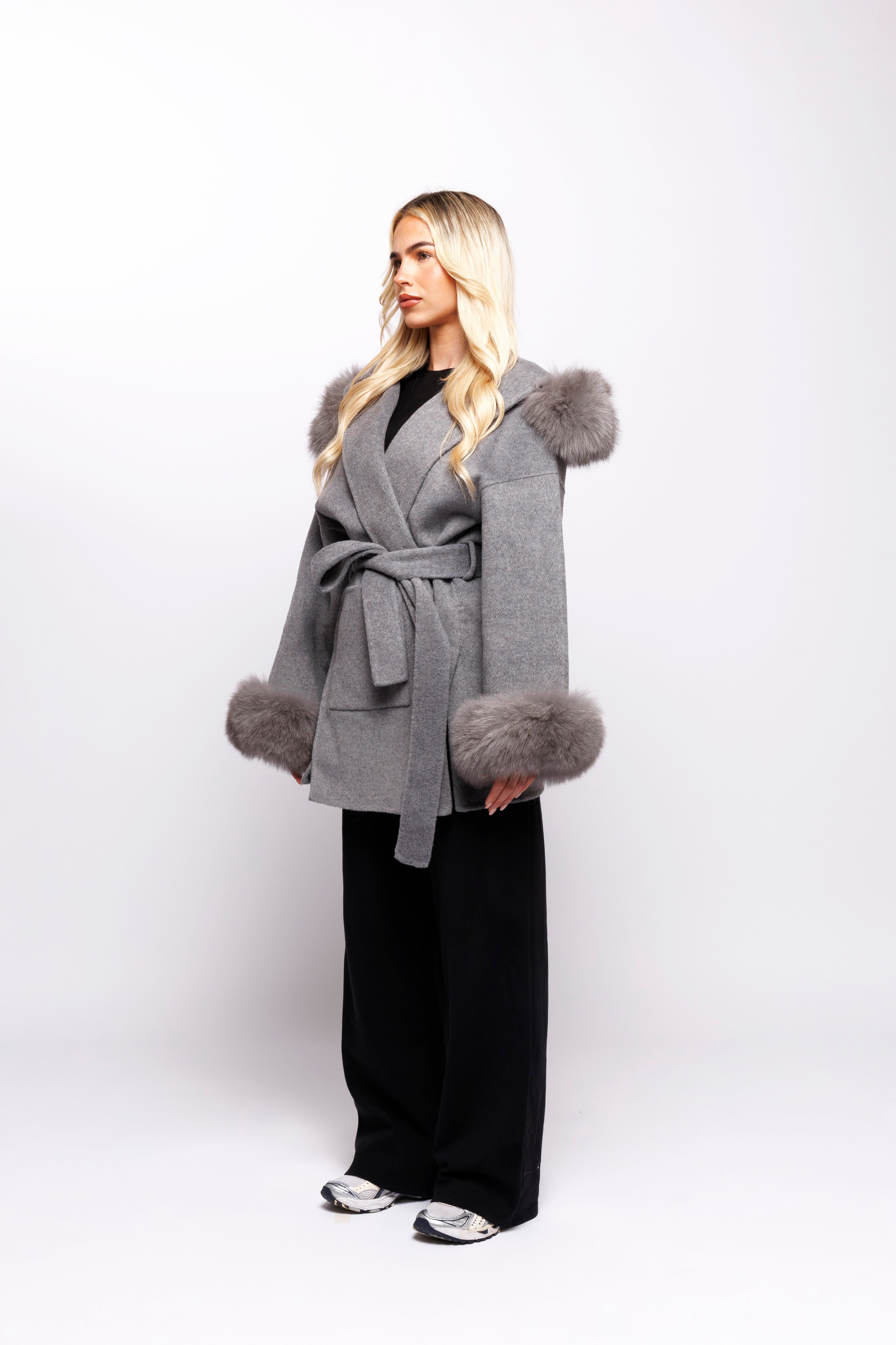 Anna | Wool Coat with Fur Cuffs