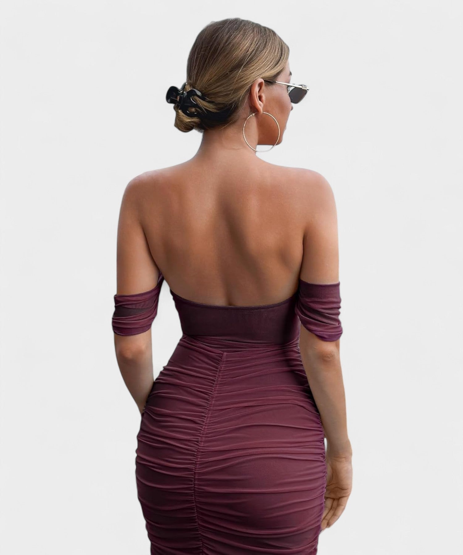 Sofia | Off-Shoulder Ruched Bodycon Midi Dress