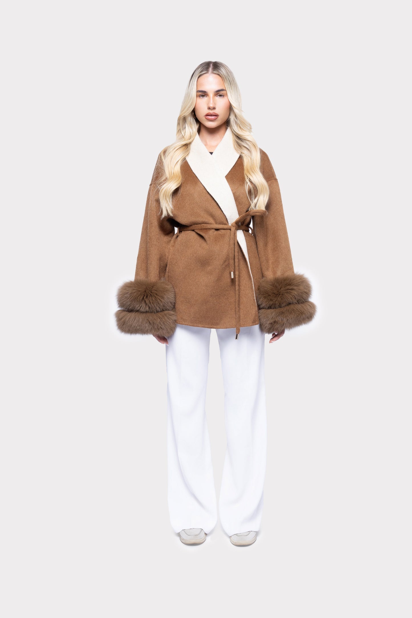 Celeste | Wool Coat with Fur Cuffs