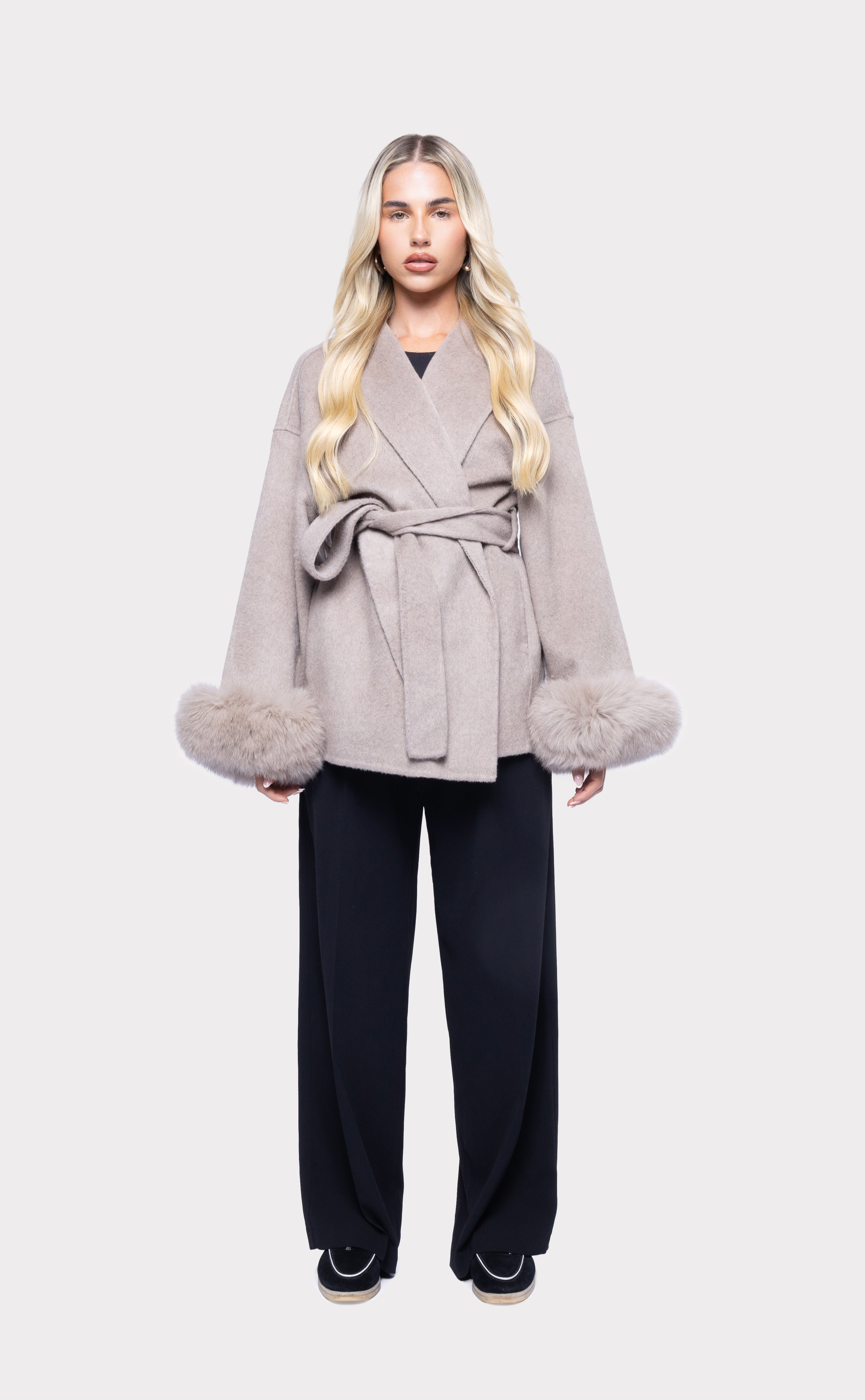 Celeste | Wool Coat with Fur Cuffs