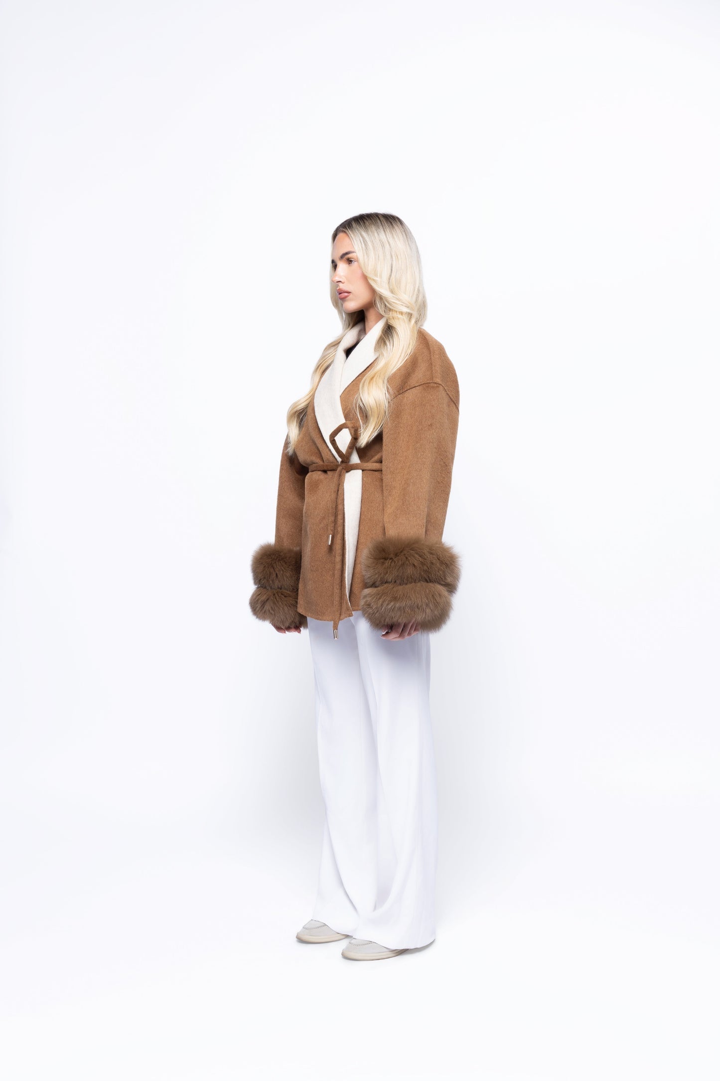 Celeste | Wool Coat with Fur Cuffs