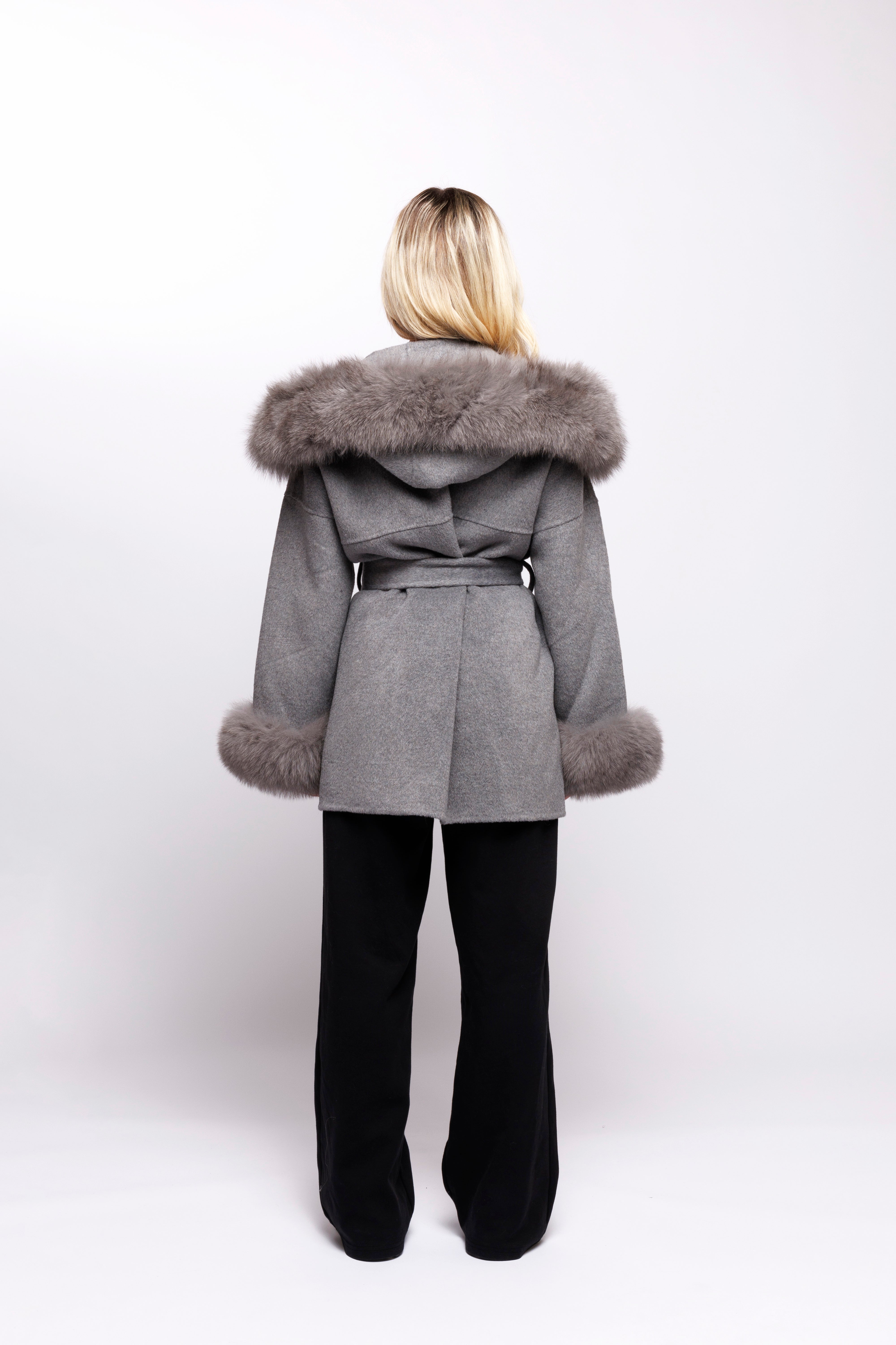 Anna | Wool Coat with Fur Cuffs