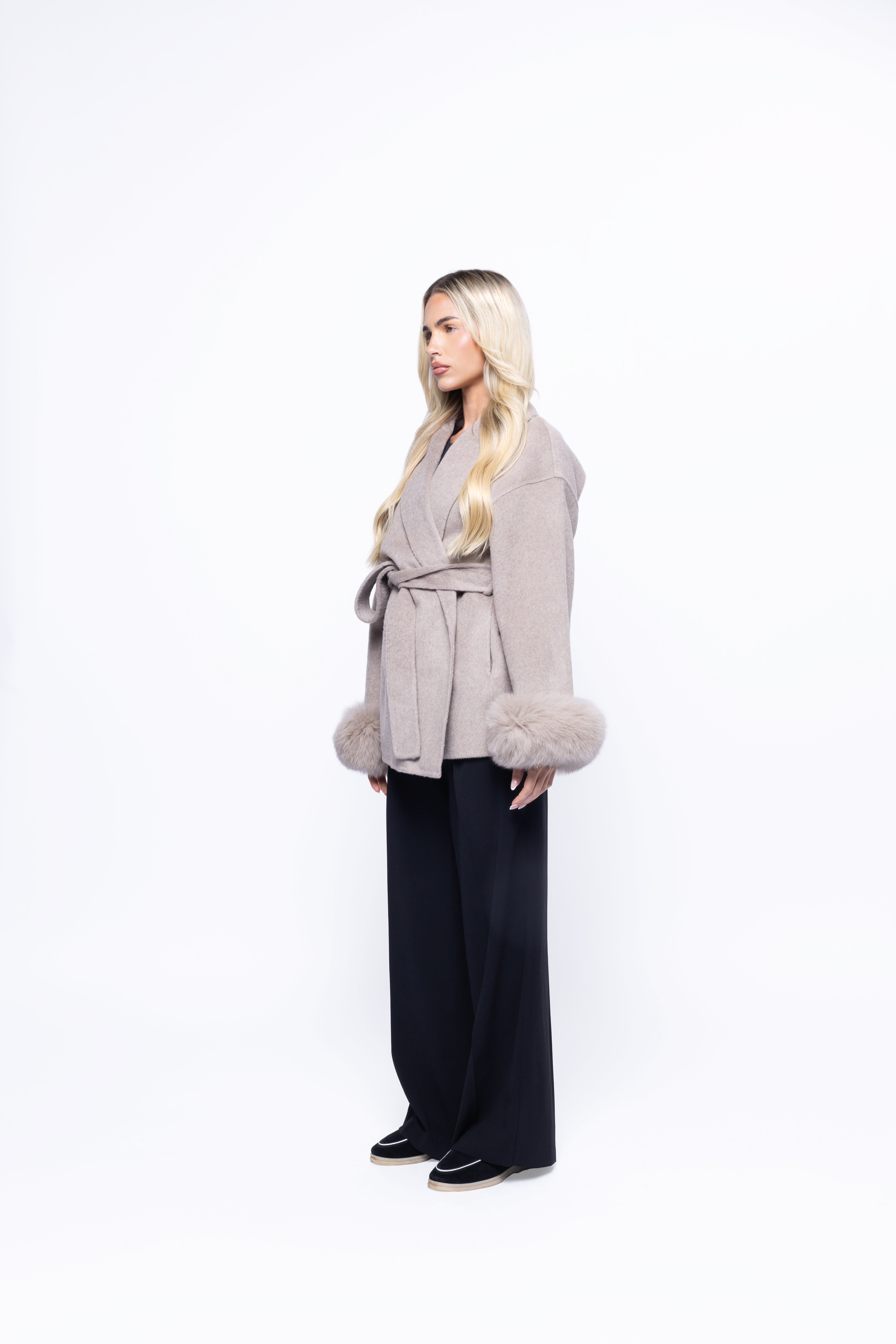 Celeste | Wool Coat with Fur Cuffs