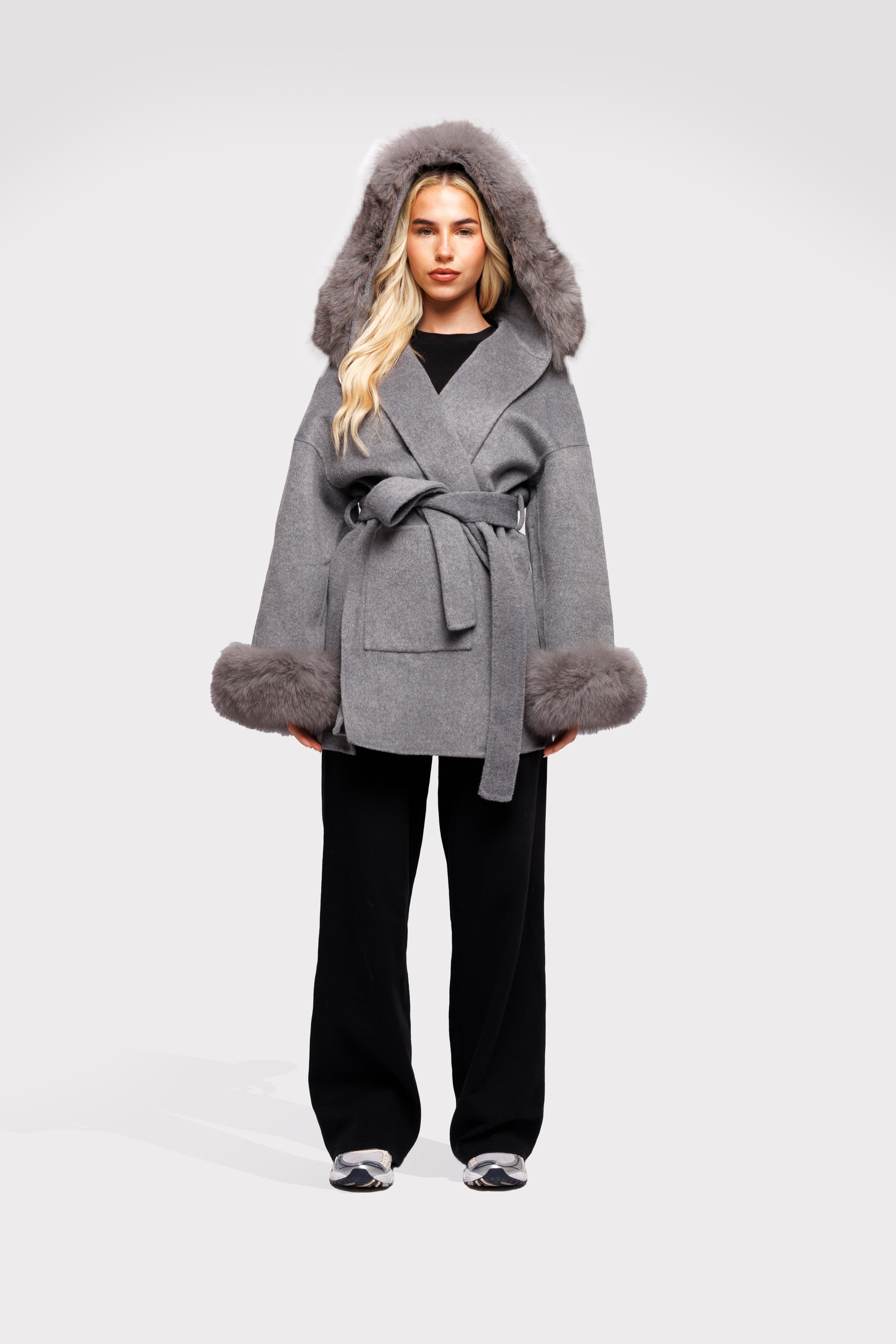 Anna | Wool Coat with Fur Cuffs