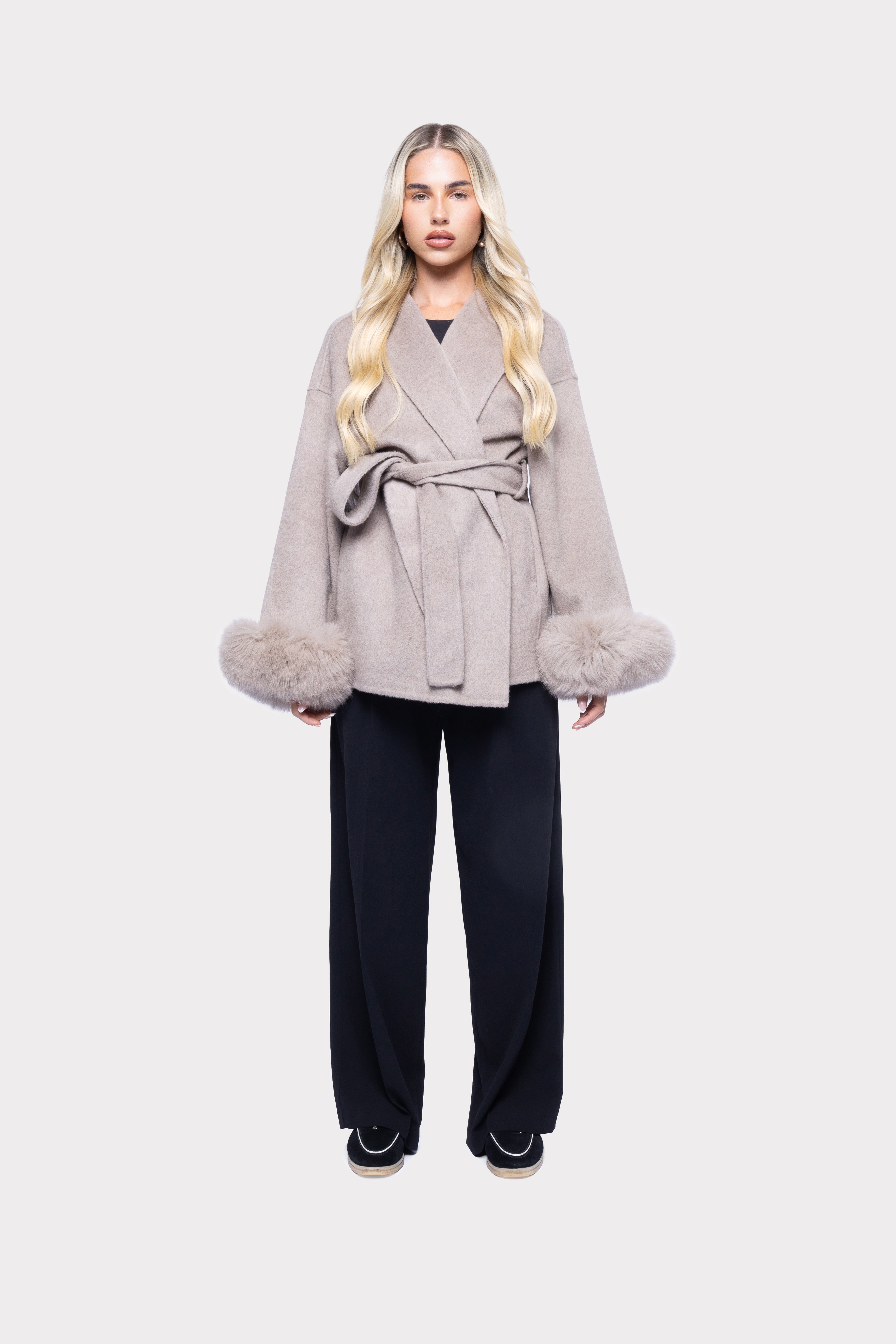 Celeste | Wool Coat with Fur Cuffs