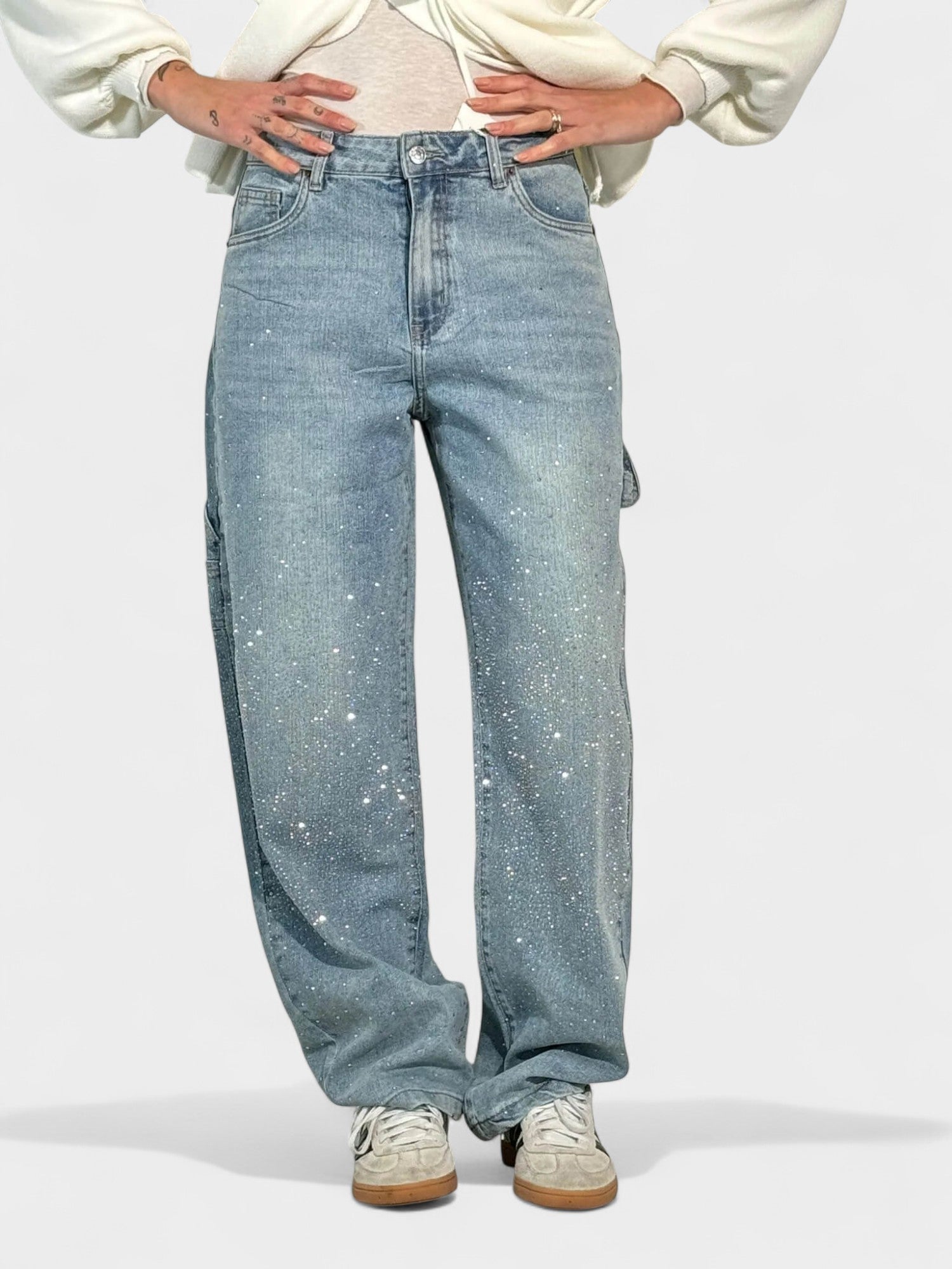 Zara | Crystal Embellished Denim Jeans