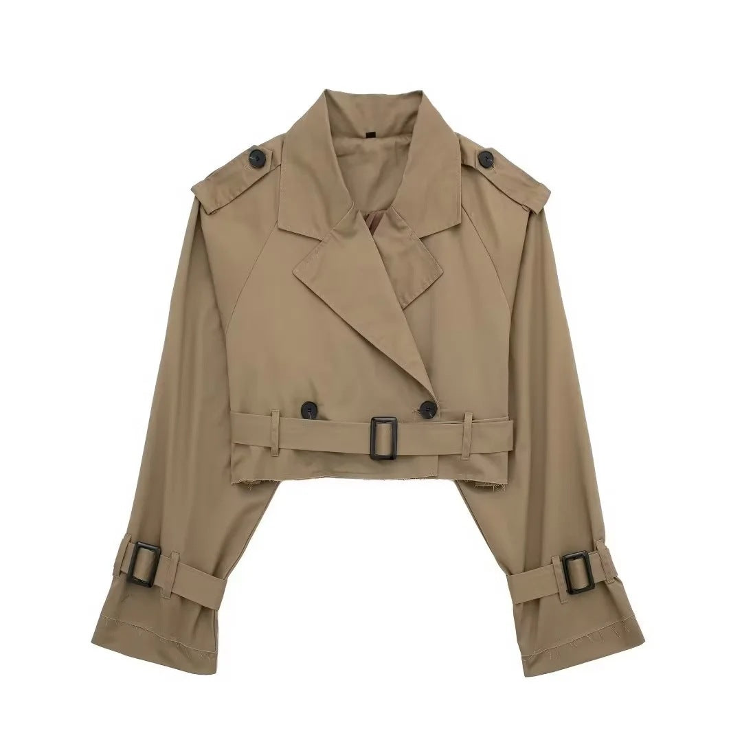 Lylah | Cropped Belted Trench Coat