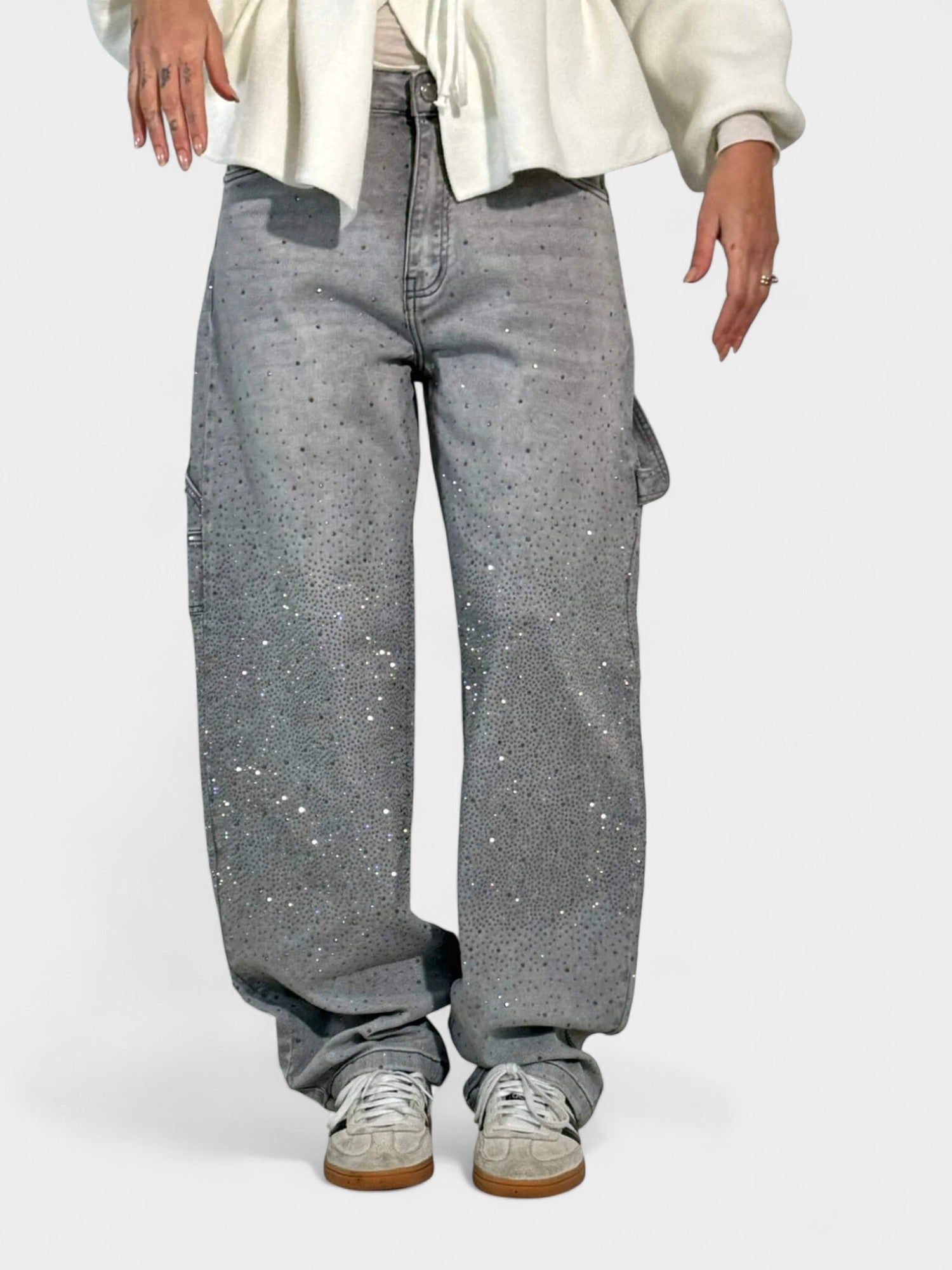 Zara | Crystal Embellished Denim Jeans